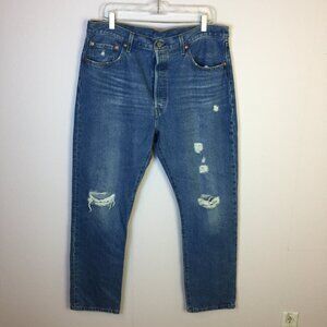 Levi's 501 Jeans Size 34x30 Womans Dark Wash Straight Leg Button Fly High Rise